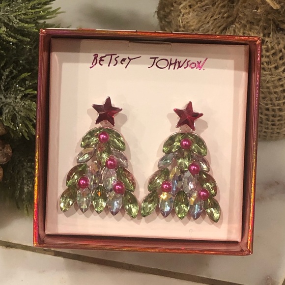 🎄NWT🎄 Betsey Johnson Crystal Christmas Tree Earrings - Picture 7 of 7